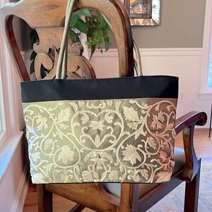 Claire V Embroidered Taffeta Tote